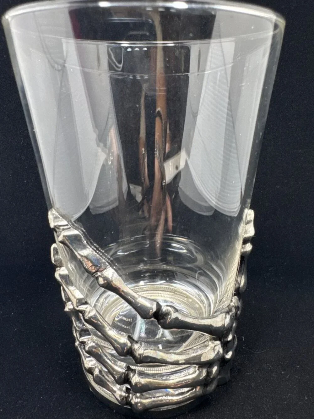 Halloween Skeleton Drinking Glass Tumbler Old Fashioned Metal Bones